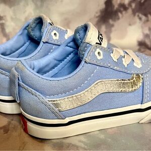 Vans Kids Sky Blue Sneakers with Silver Detail